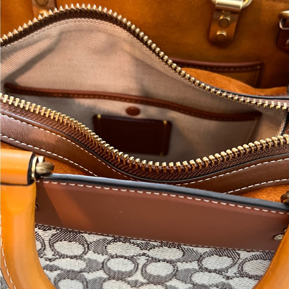 COACH Rogue Bag 25 in Signature Textile Jacquard Brown - Picture 10 of 16